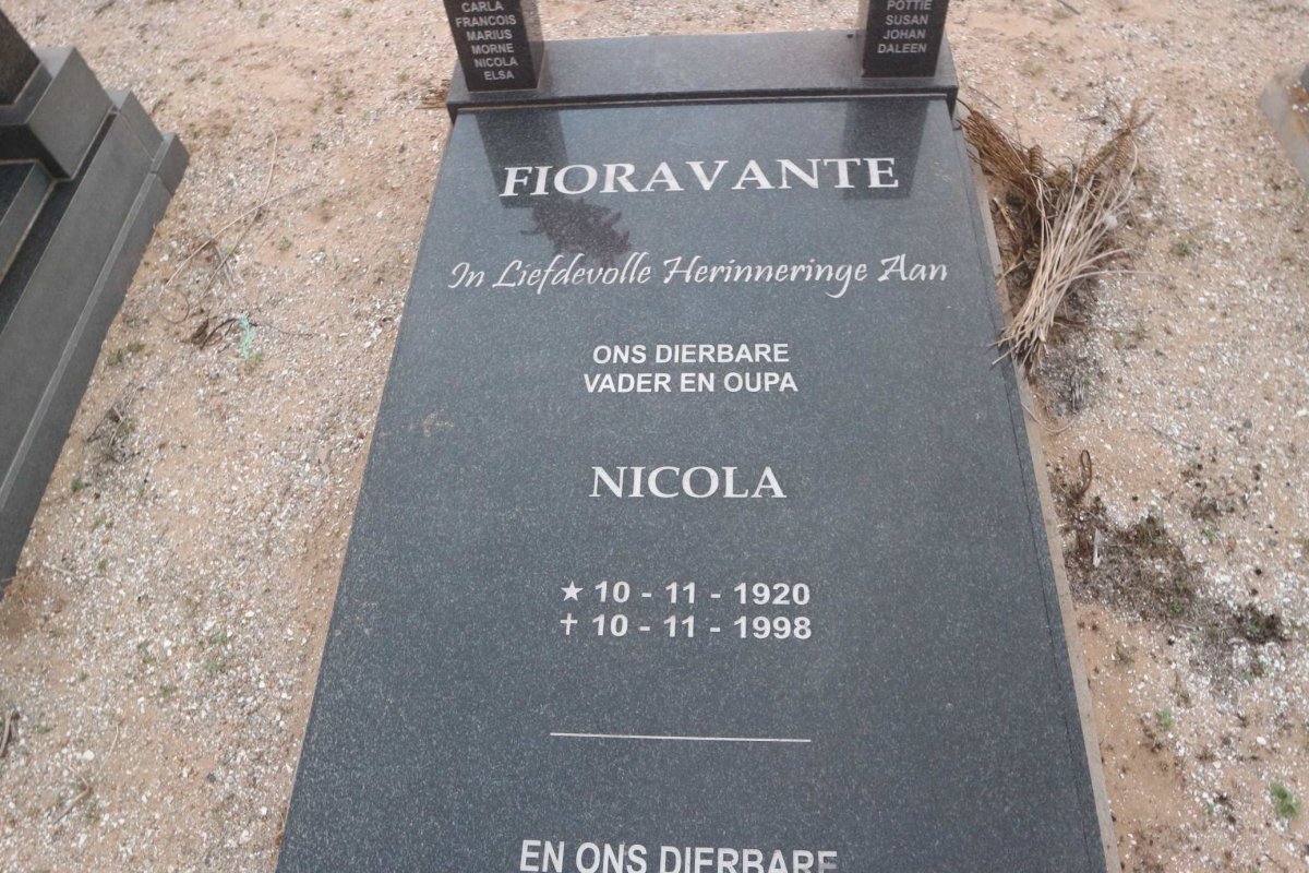 FIORAVANTE Nicola 1920-1998 &amp; Johanna Hendrika MYBURGH 1932-2003
