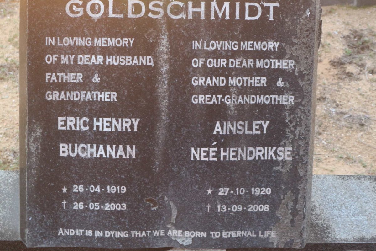 GOLDSCHMIDT Eric Henry Buchanan 1919-2003 &amp; Ainsley HENDRIKSE 1920-2008