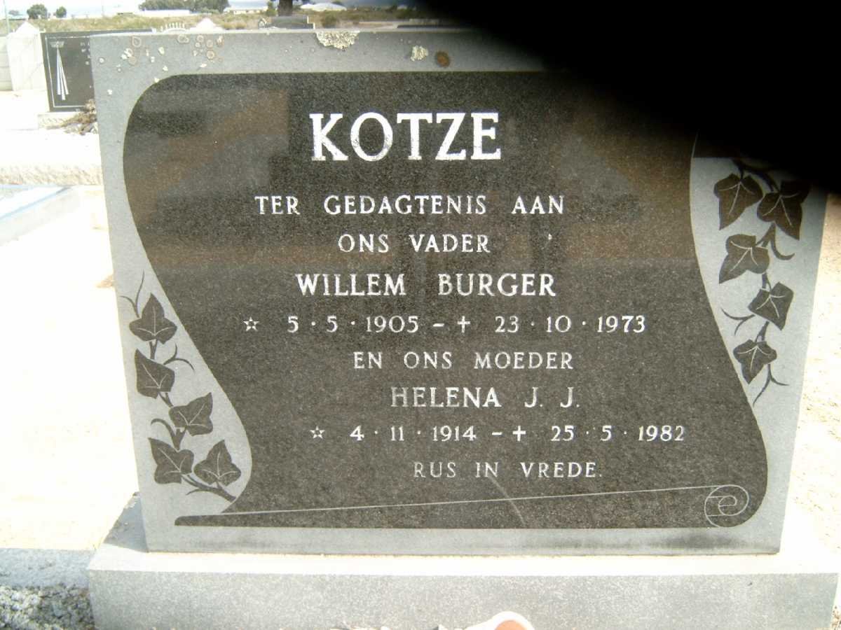 KOTZE Willem Burger 1905-1973 &amp; Helena J.J. 1914-1982