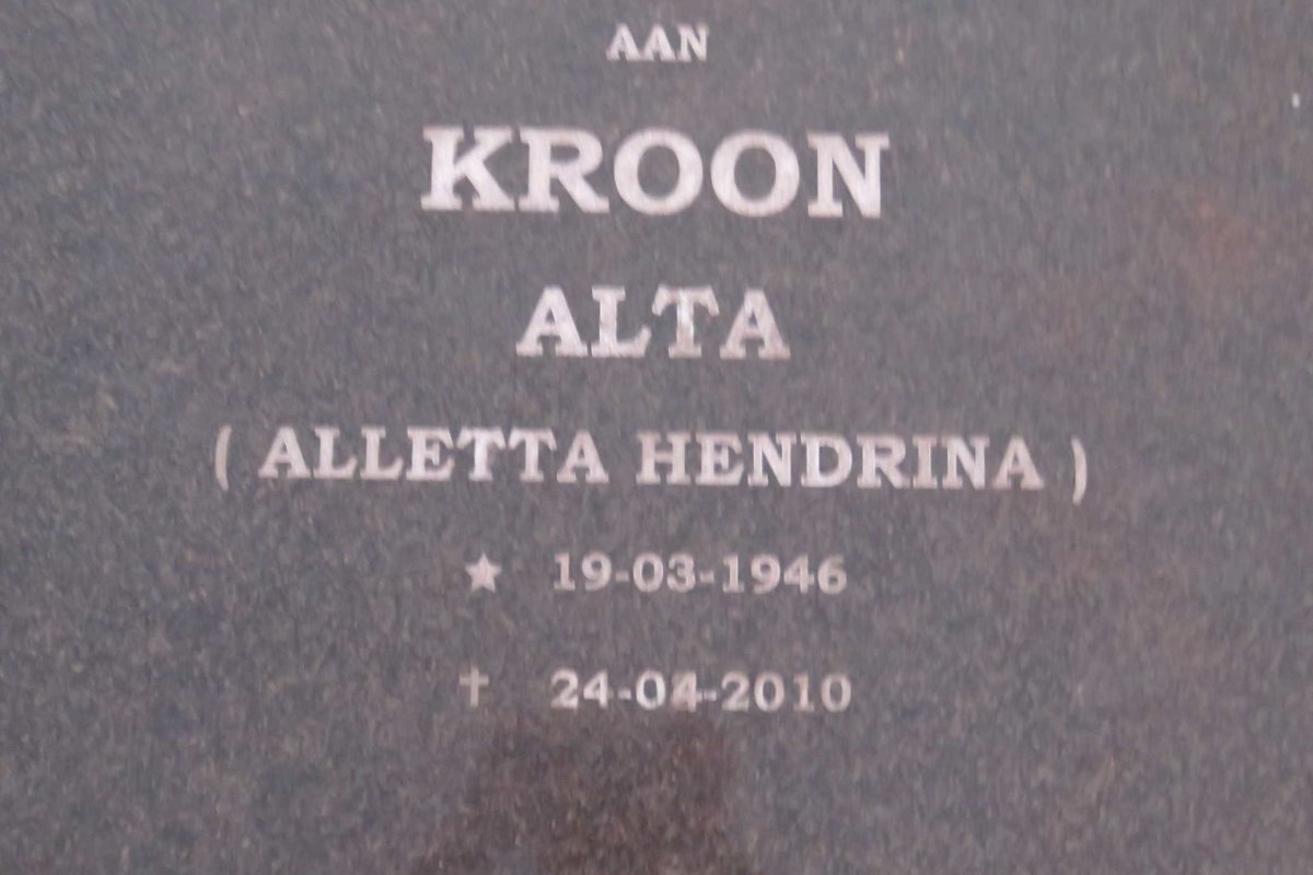KROON Aletta Hendrina 1946-2010