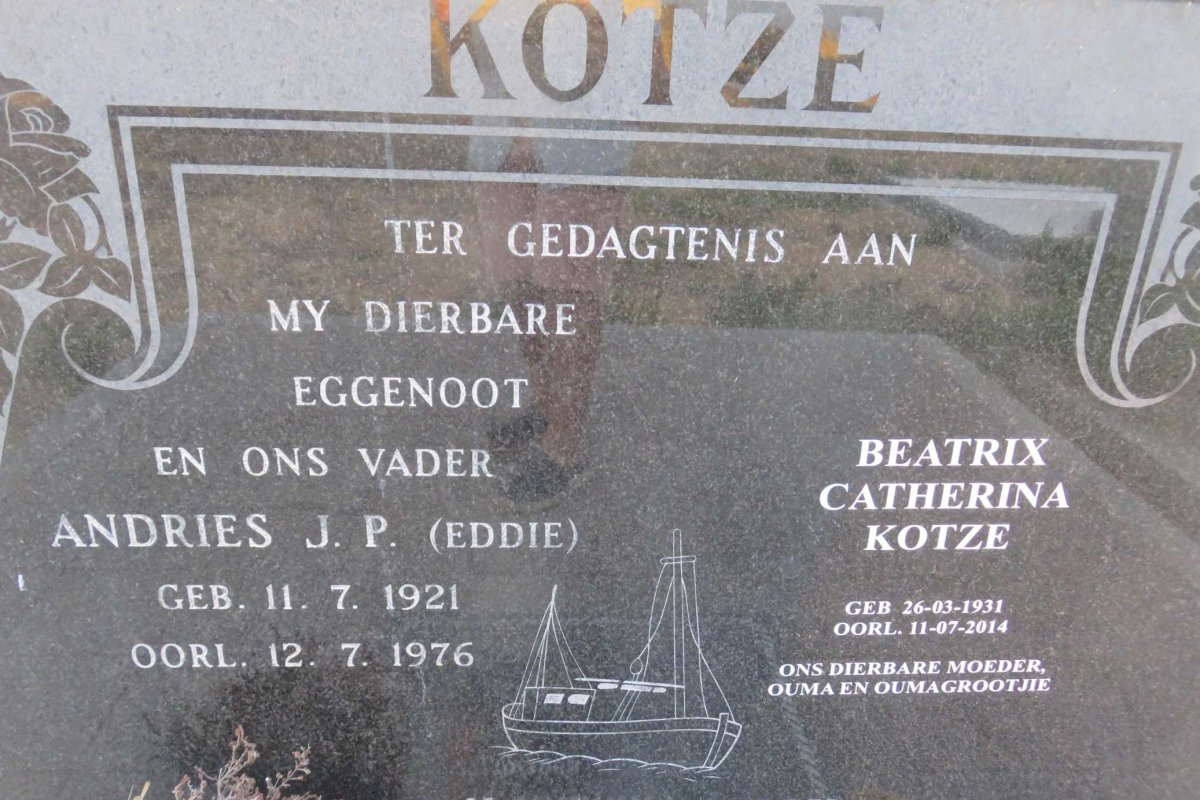 KOTZE Andries J.P. 1921-1976 &amp; Beatrix Catherina 1931-2014
