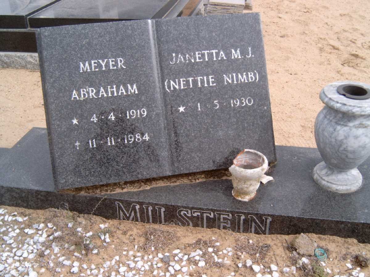 MILSTEIN Meyer Abraham 1919-1984 &amp; Jeanetta M.J. NIMB 1930-