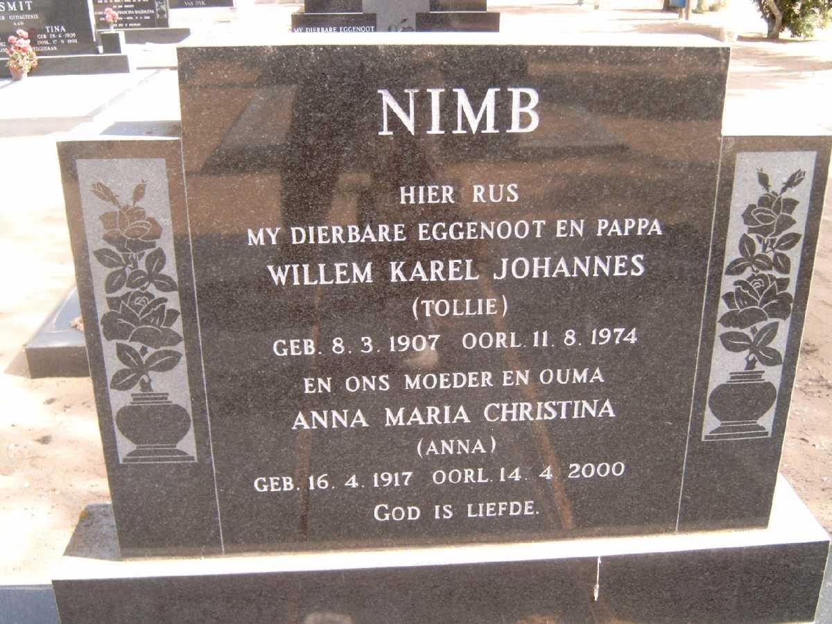 NIMB Willem Karel Johannes 1907-1974 &amp; Anna Maria Christina 1917-2000