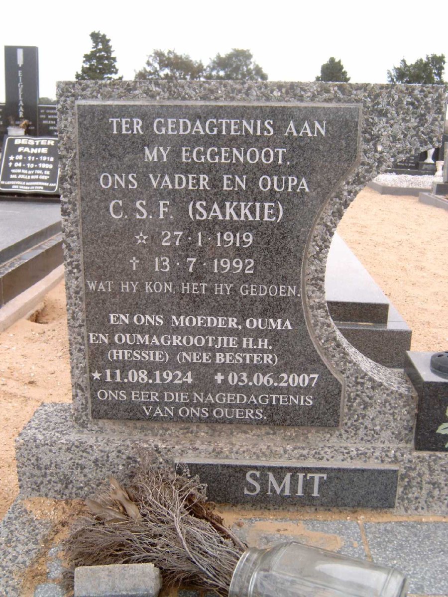 SMIT C.S.F. 1919-1992 &amp; H.H. BESTER 1924-2007