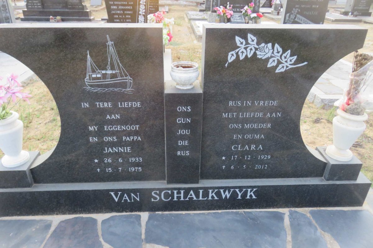 SCHALKWYK Jannie, van 1933-1975 &amp; Clara 1929-2012