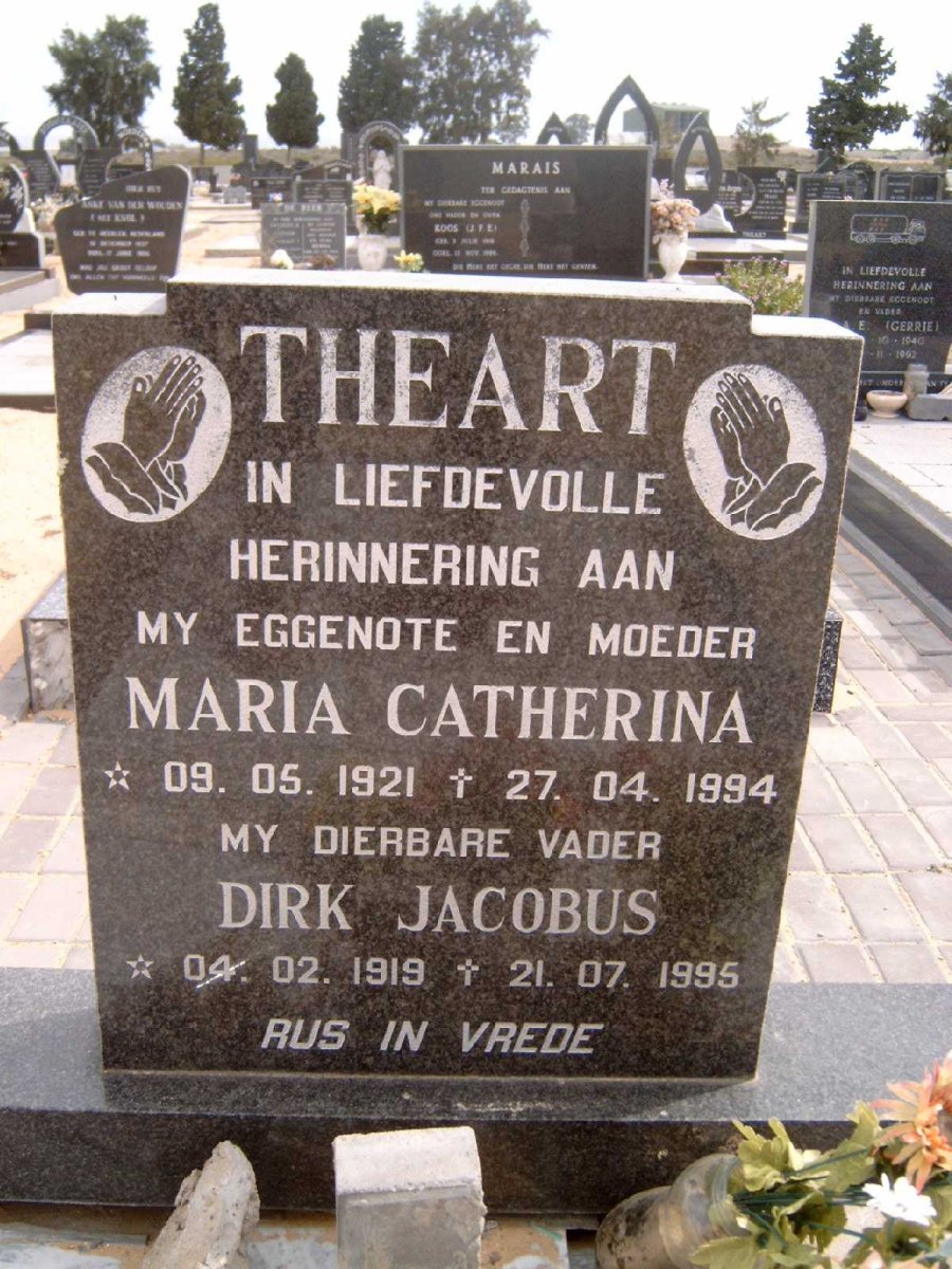 THEART Dirk Jacobus 1919-1995 &amp; Maria Catherina 1921-1994