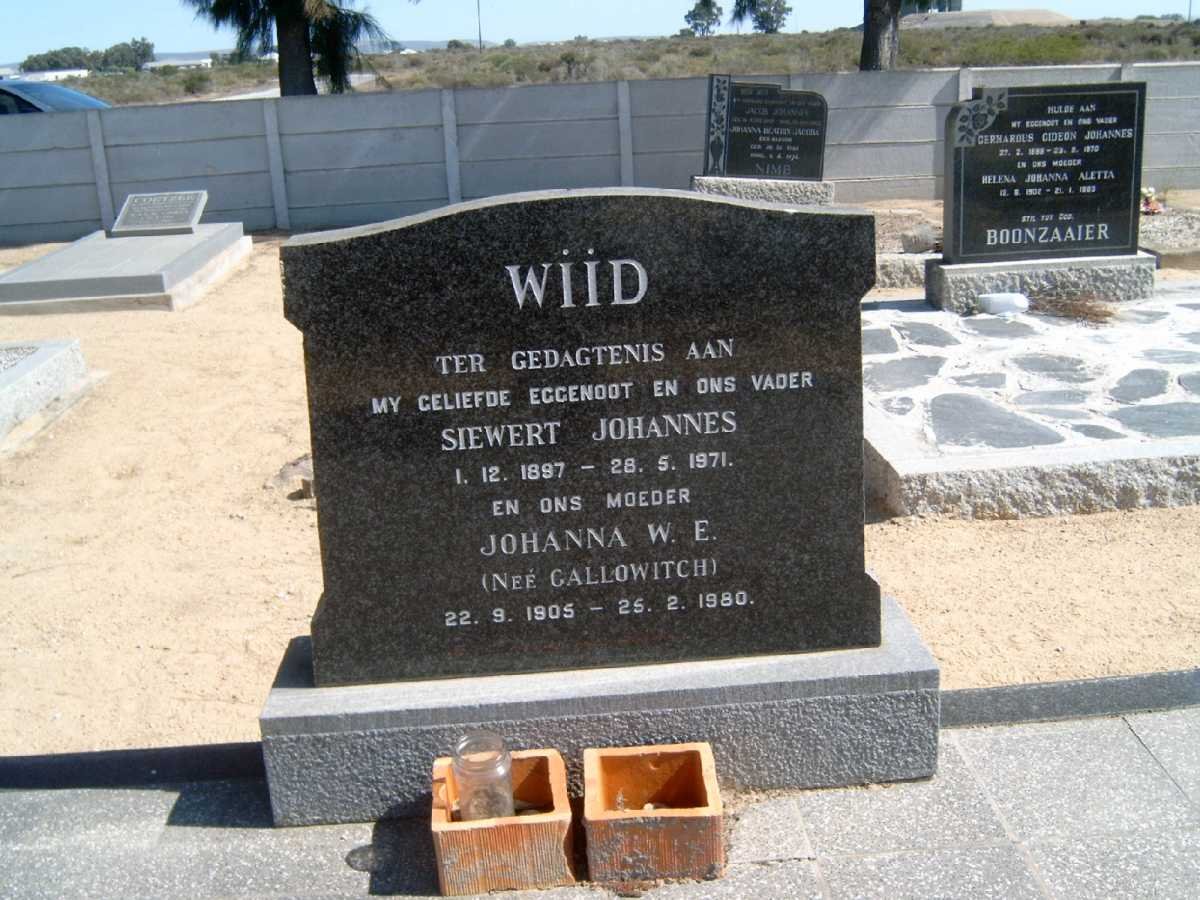 WIID Siewert Johannes 1897-1971 &amp; Johanna W.E. GALLOWITCH 1905-1980