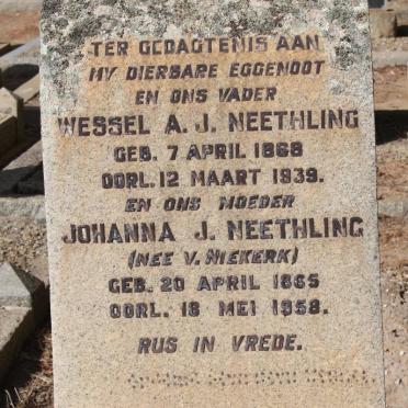 NEETHLING Wessel A.J. 1868-1939 &amp; Johanna J.  van NIEKERK 1865-1958