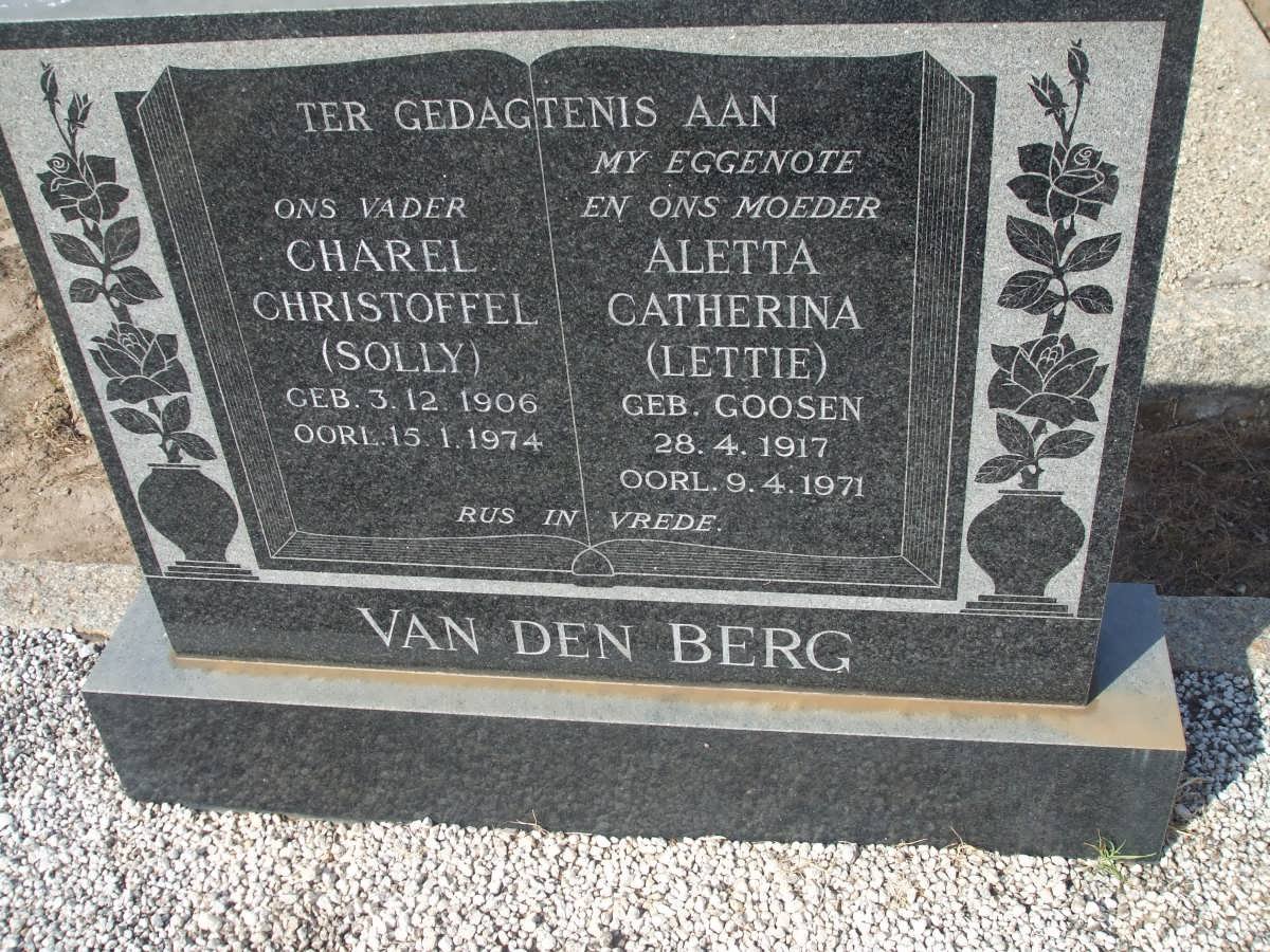 BERG Charel Christoffel, van den 1906-1974 &amp; Aletta Catherina GOOSEN 1917-1971