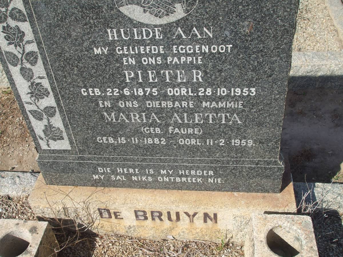 BRUYN Pieter, de 1875-1953 &amp; Maria Aletta FAURE 1882-1959