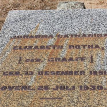 BOTHA Johanna Catharina  Elizabeth nee GRAAFF 1851-1930