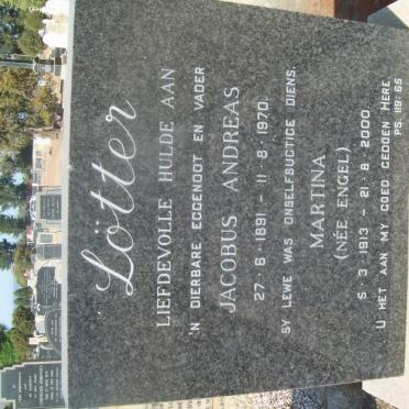 LOTTER Jacobus Andreas 1891-1970 &amp; Martina ENGEL 1913-2000