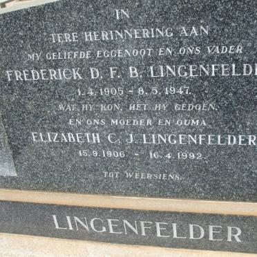 LINGENFELDER Frederick D.F.B. 1905-1947 &amp; Elizabeth C.J. 1906-1992