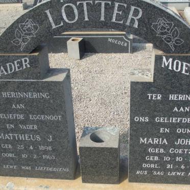 LOTTER Mattheus J. 1898-1963 &amp; Maria Johanna COETZER 1904-1964