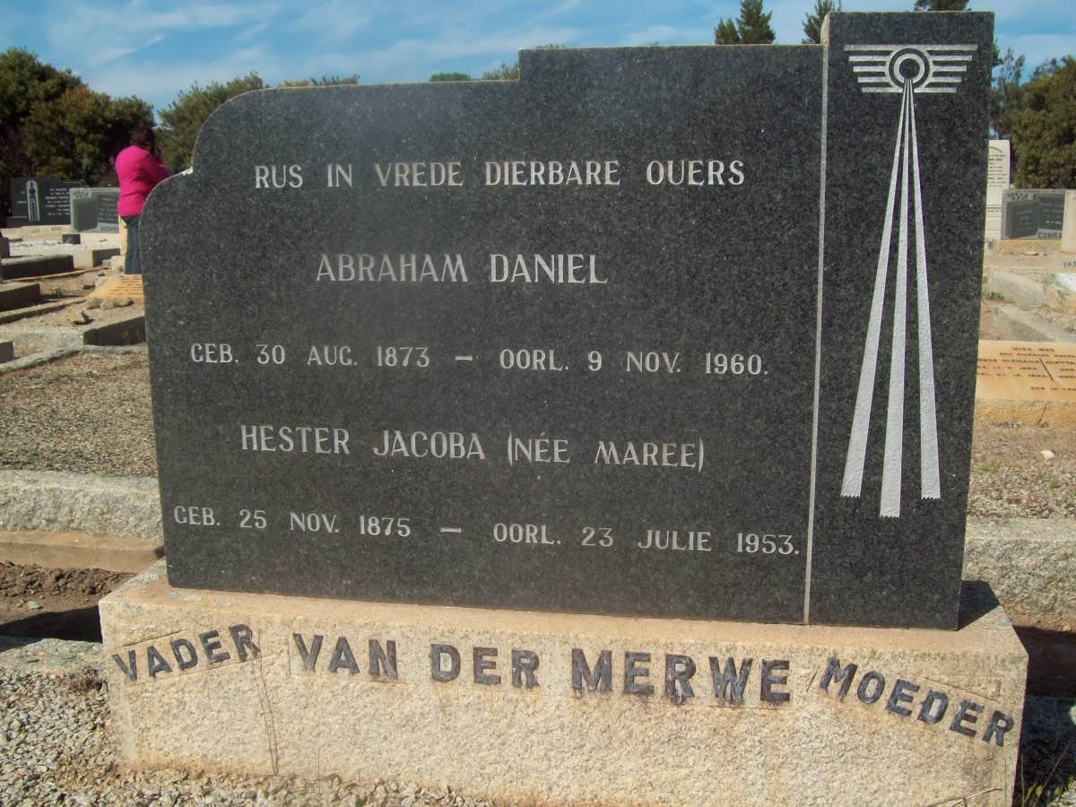 MERWE Abraham Daniel, van der 1873-1960 &amp; Hester Jacoba MAREE 1875-1953