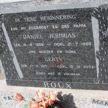 ROUX Daniel Jerimias 1908-1966 &amp; Gerty 1917-2003
