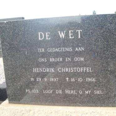 WET Hendrik Christoffel, de 1897-1966