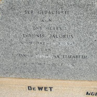 WET Theunis Jacobus, de 1882-1947 &amp; Johanna Hendrina Elizabeth 1887-1978 