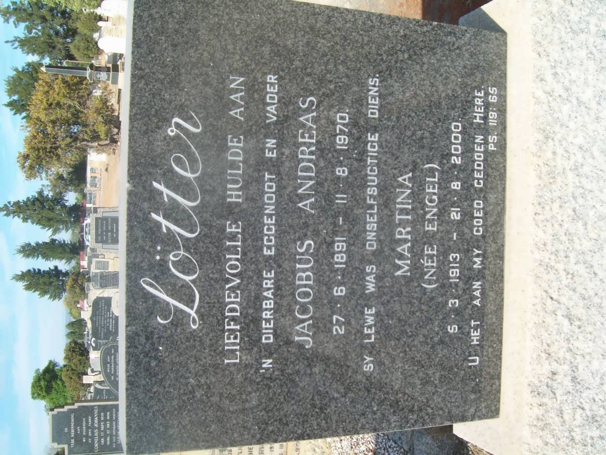 LOTTER Jacobus Andreas 1891-1970 &amp; Martina ENGEL 1913-2000