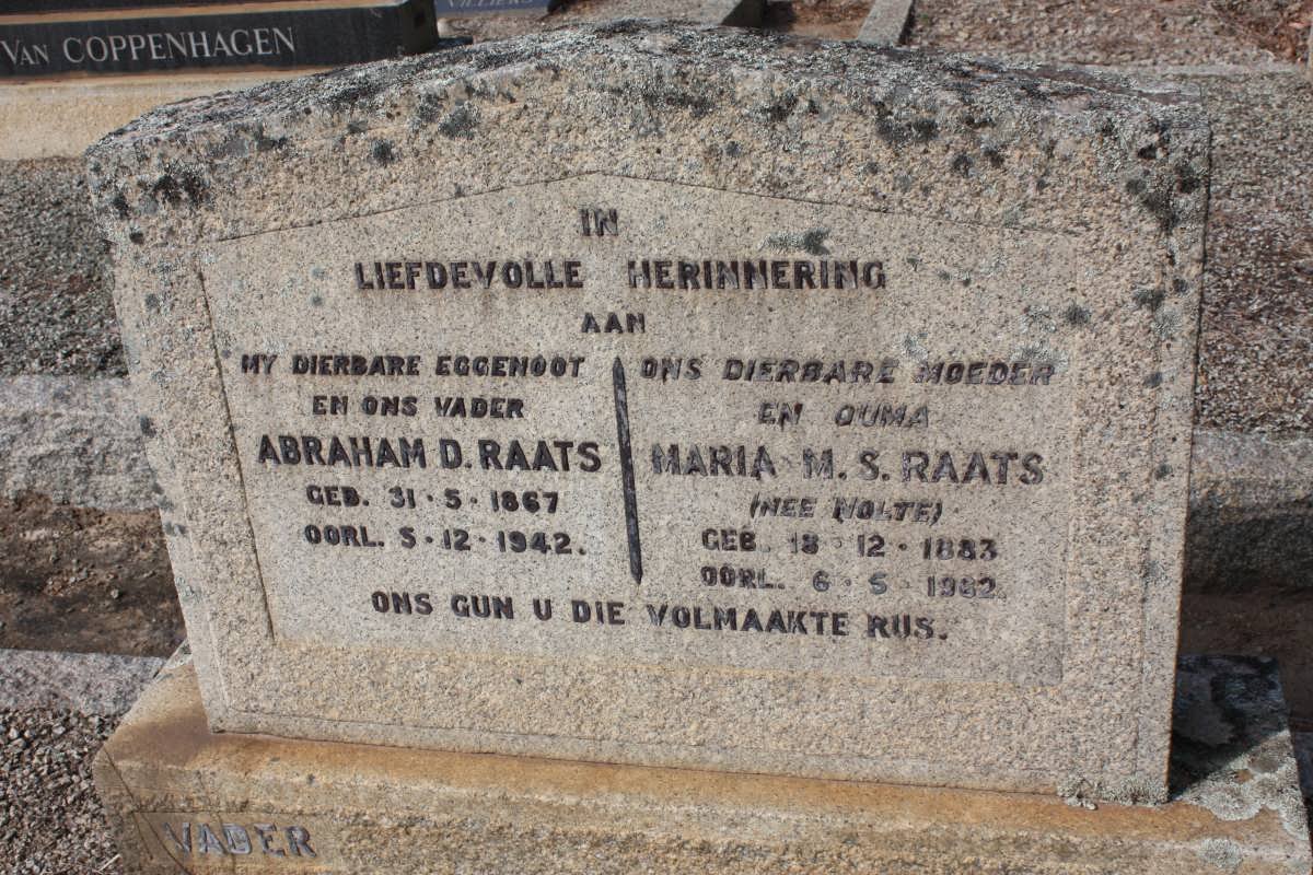 RAATS Abraham D. 1867-1942 &amp; Maria M.S. NOLTE 1883-1982
