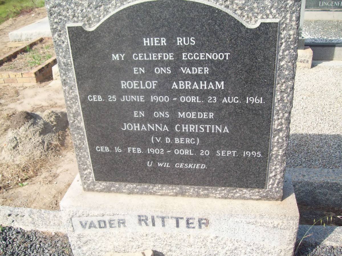 RITTER Roelof Abraham 1900-1961 &amp; Johanna Christina V.D.BERG 1902-1995
