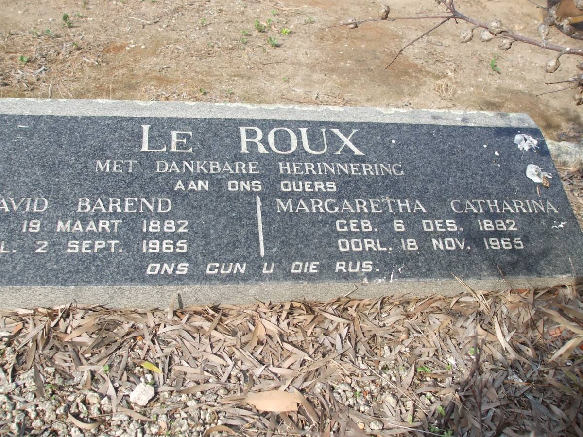 ROUX David Barend, Le 1882-1965 &amp; Margaretha Catharina 1882-1965