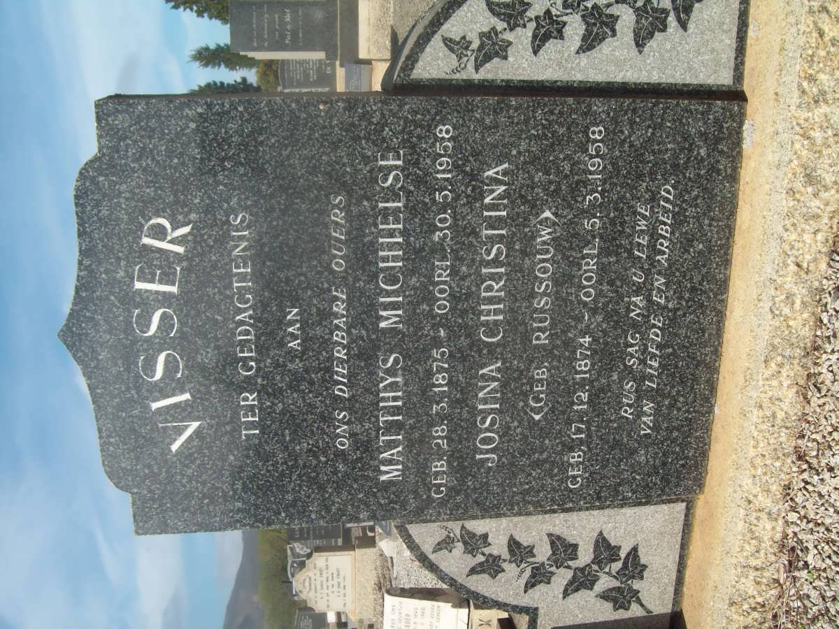 VISSER Matthys Michielse 1875-1958 &amp; Josina Christina RUSSOUW 1874-1958