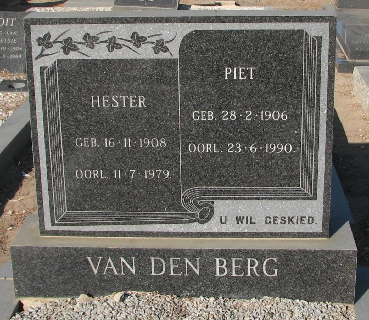 BERG Piet, van den 1906-1990 &amp; Hester 1908-1979