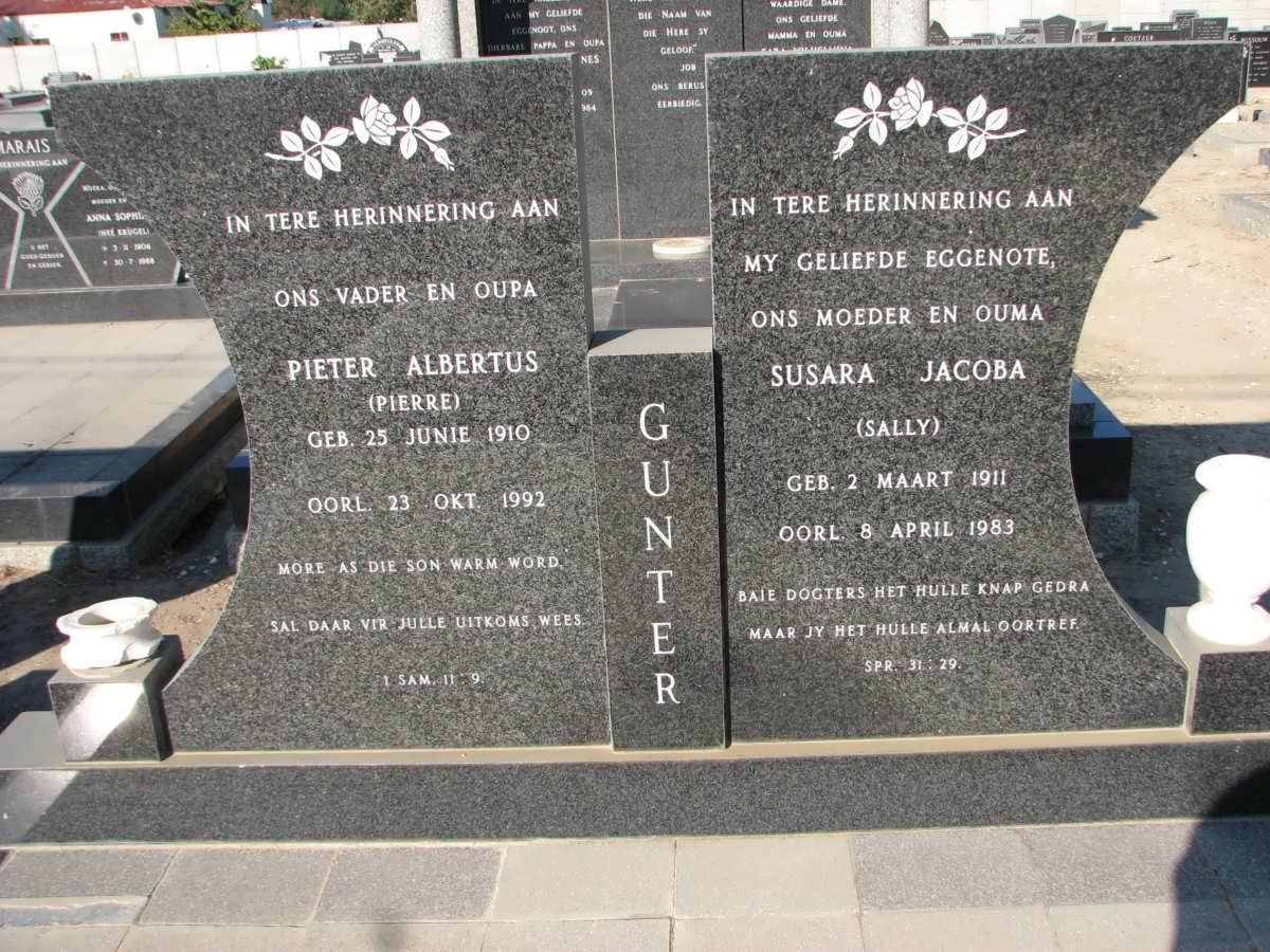 GUNTER Pieter Albertus 1910-1992 &amp; Susara Jacoba 1911-1983