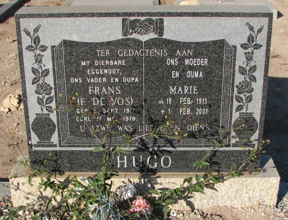 HUGO F. de Vos 1917-1978 &amp; Marie 1911-2001