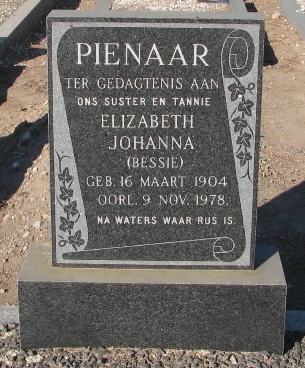 PIENAAR Elizabeth Johanna 1904-1978