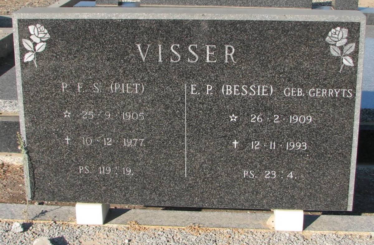 VISSER P.F.S. 1905-1977 &amp; E.P. GERRYTS 1909-1993