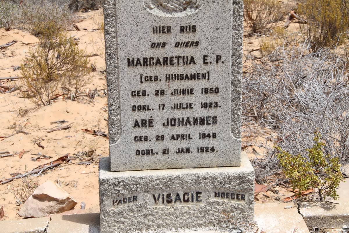 VISAGIE Aré Johannes 1848-1924 &amp; Margaretha E.P. HUISAMEN 1850-1923