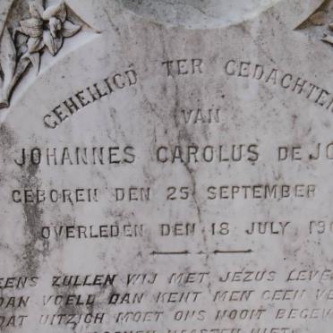 JONGH Johannes Carolus, de 1852-1904