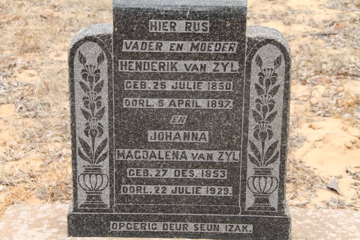 ZYL Henderik, van 1850-1897 &amp; Johanna Magdalena 1853-1929