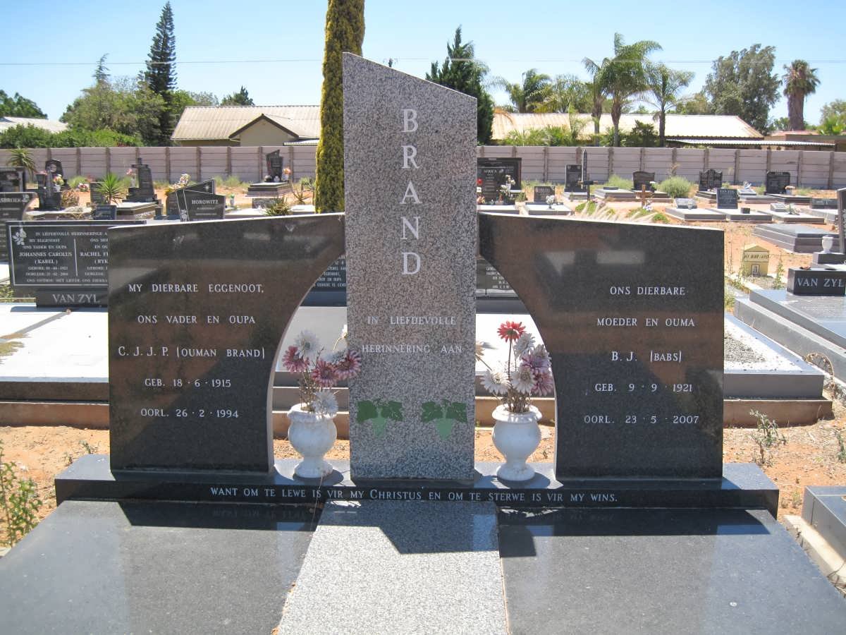 BRAND C.J.J.P. 1915-1994 &amp; B.J. 1921-2007