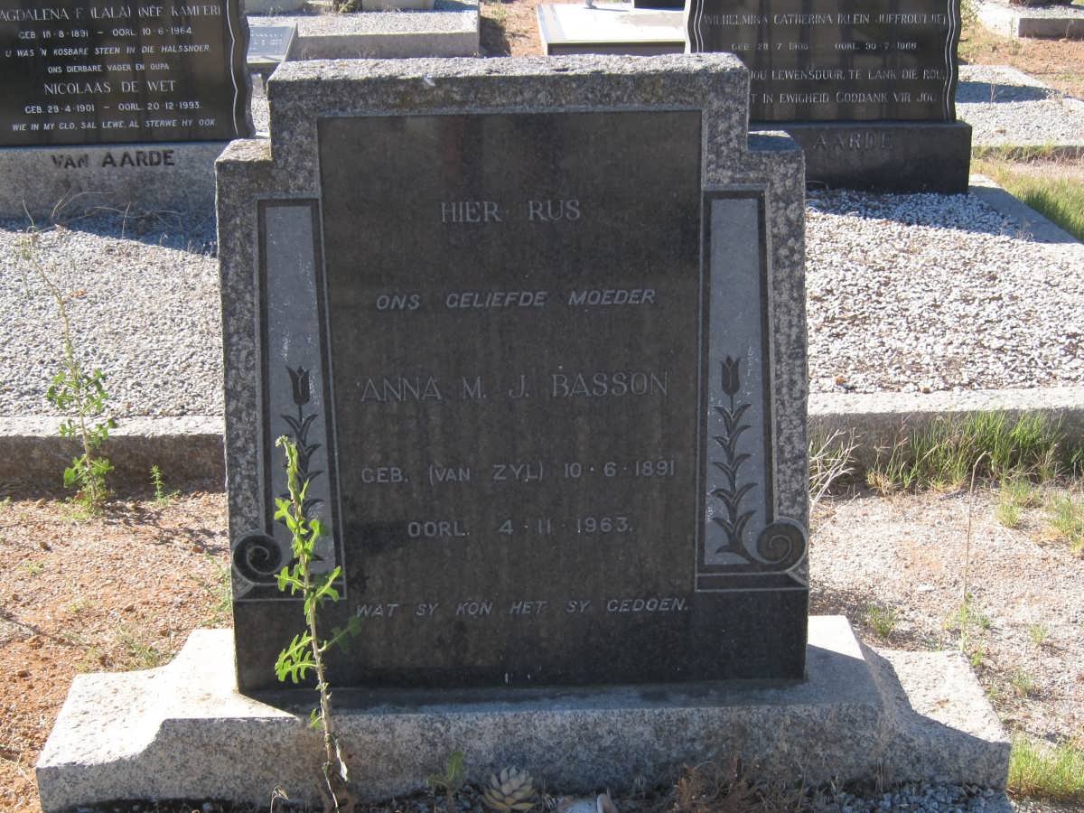 BASSON Anna M.J. nee VAN ZYL 1891-1963