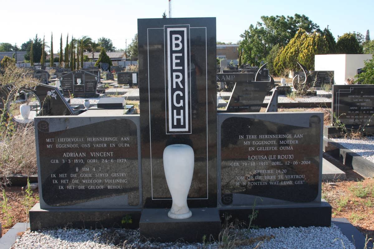 BERGH Adriaan Vincent 1893-1979 &amp; Louisa  LE ROUX 1911-2004