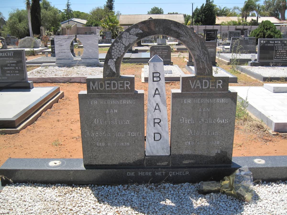 BAARD Dirk Jakobus 1938-1988 &amp; Christina Jacoba DU TOIT 1939-