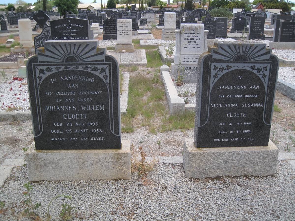 CLOETE Johannes Willem 1893-1958 &amp; Nicolasina Susanna 1894-1969