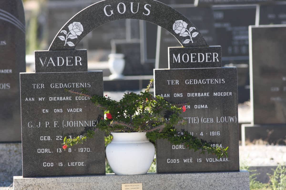 GOUS G.J.P.F. 1911-1970 &amp; E.M. LOUW 1916-1984 :: GOUS Mariana Fakulyn 1959-2003