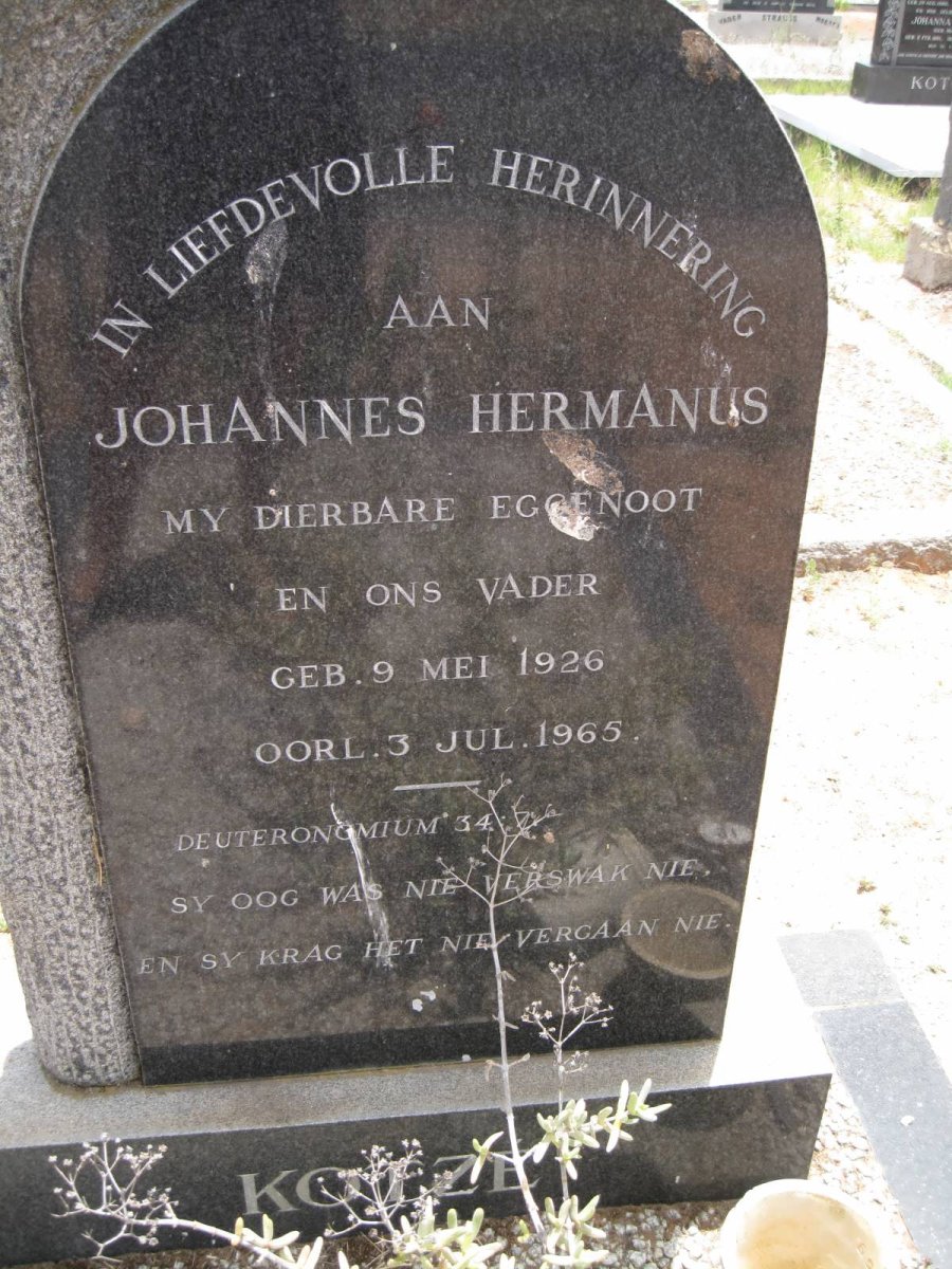 KOTZÉ Johannes Hermanus 1926-1965