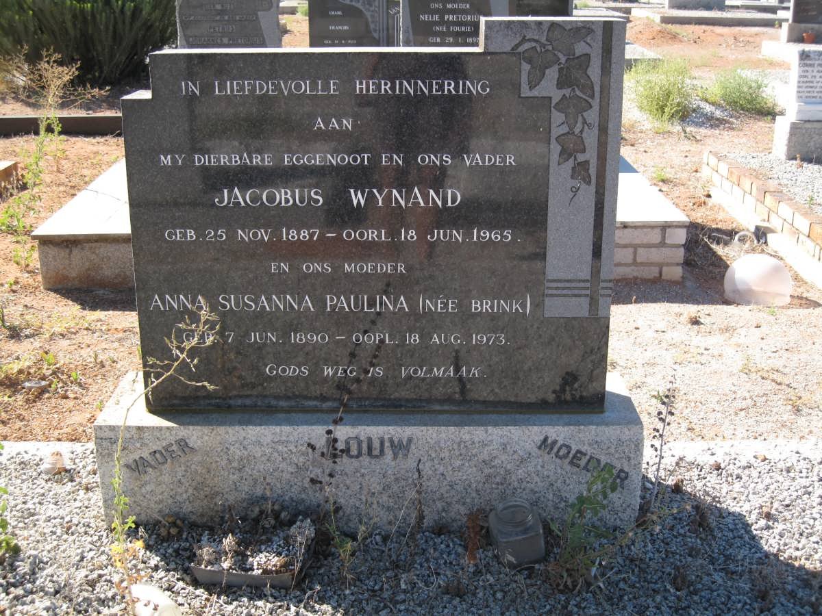 LOUW Jacobus Wynand 1887-1965 &amp; Anna Susanna Paulina  BRINK 1890-1973
