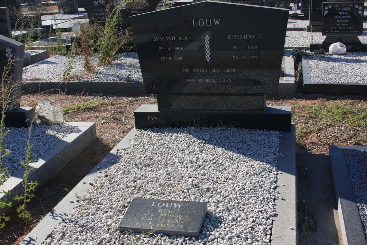 LOUW Sybrand A.A. 1906-1981 &amp; Christina G. 1909-1973 :: LOUW Ria 1940-1996