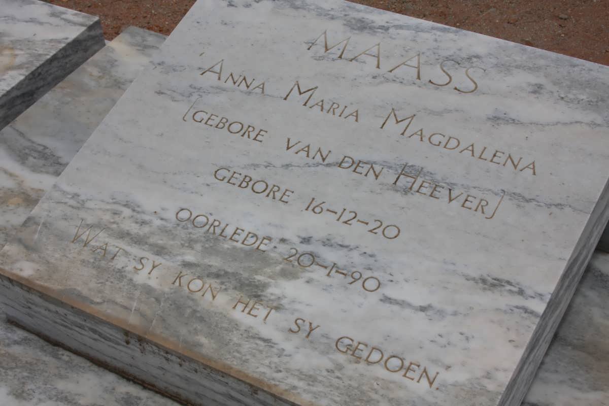MAASS Anna Maria Magdalena nee VAN DEN HEEVER 1920-1990