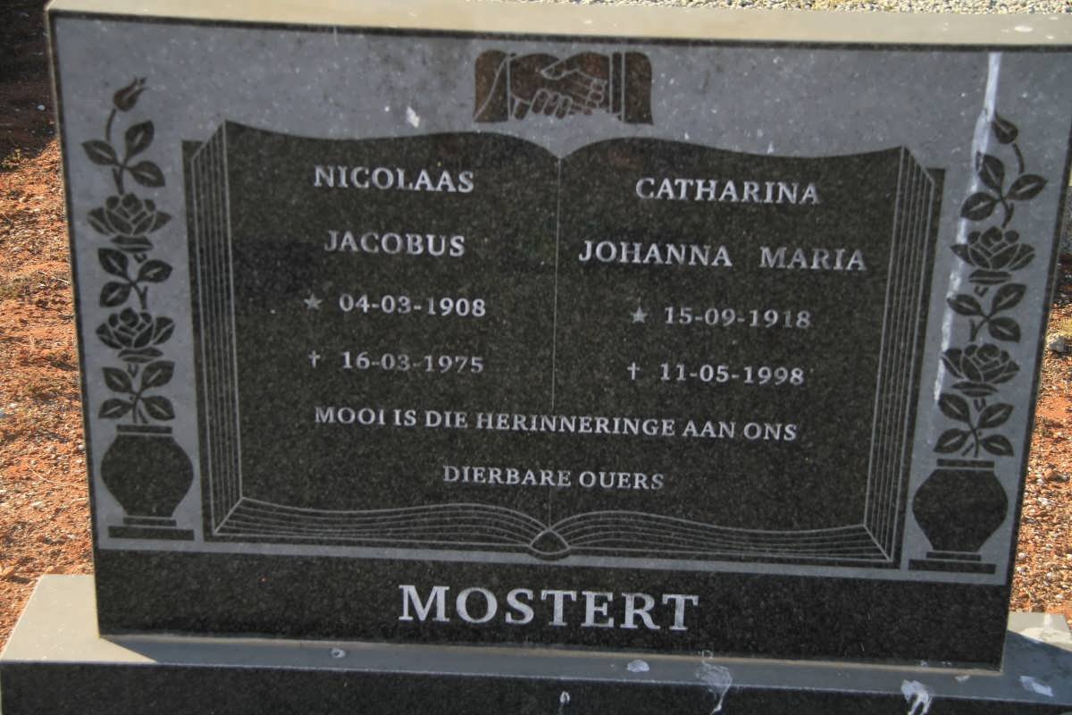 MOSTERT Nicolaas Jacobus 1908-1975 &amp; Catharina Johanna Maria 1918-1998