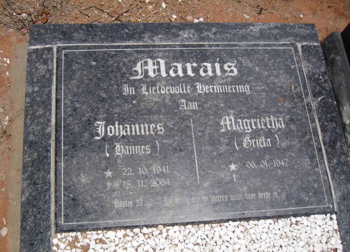MARAIS Johannes 1941-2004 &amp; Magrietha 1947