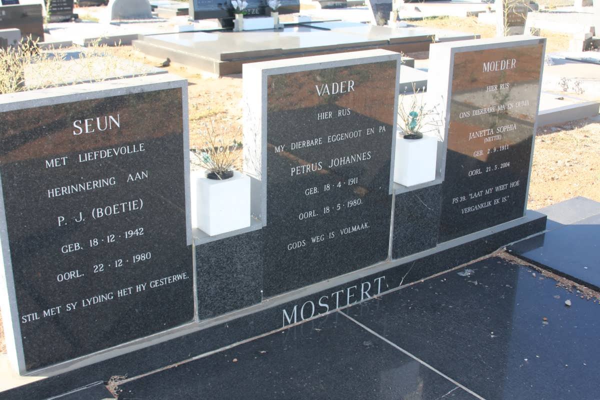 MOSTERT Petrus Johannes 1911-1980 &amp; Janetta Sophia 1911-2004 :: MOSTERT P.J. 1942-1980