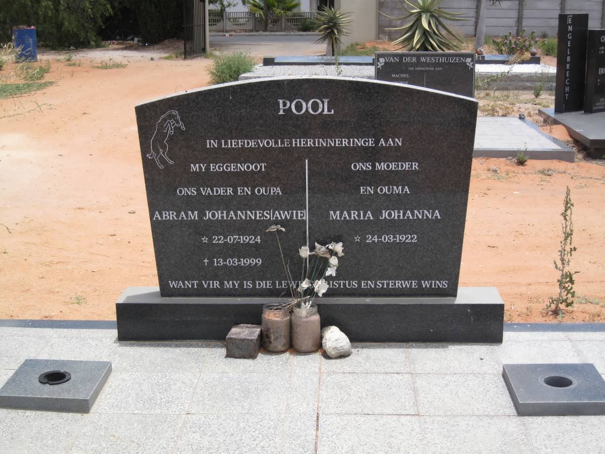 POOL Abram Johannes 1924-1999 &amp; Maria Johanna 1922-