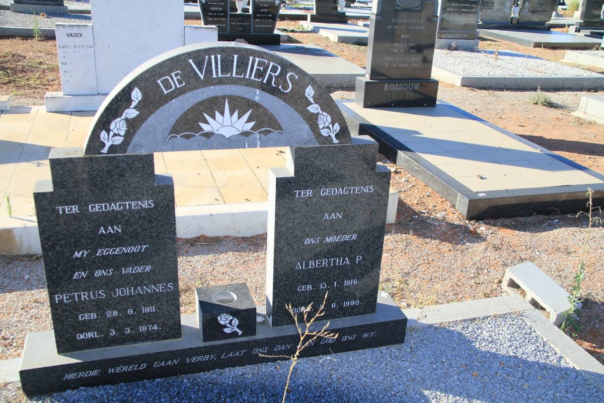 VILLIERS Petrus Johannes, de 1911-1974 &amp; Albertha P. 1916-1990